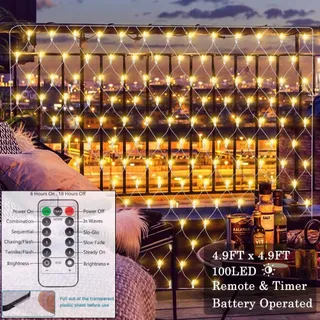 CORST Lichtnet 1.5x1.5m 100LED Waterdicht IP44 8 Modi — miniatuur 2