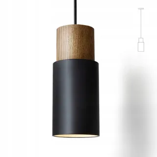 OUGLRES Vintage Hanglamp Zwart Hout E27 60W Verstelbaar Versie 2