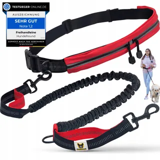 Hardloopriem Rood met Buikband voor Middelgrote en Grote Honden