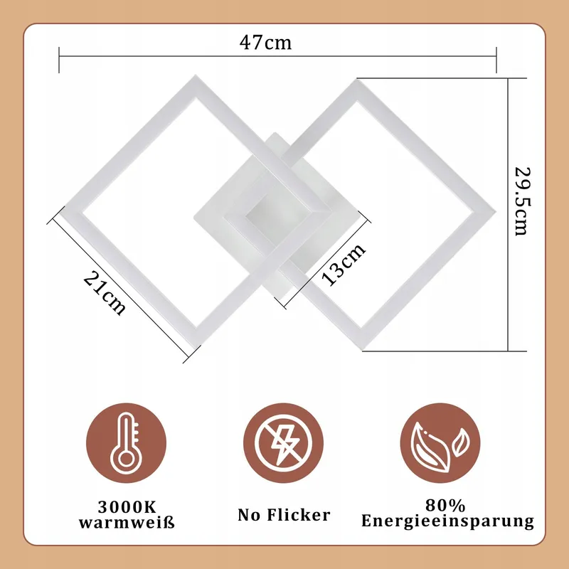 HOMEFIRE Moderne LED Plafondlamp 24W Wit Keuken Woonkamer — foto 5