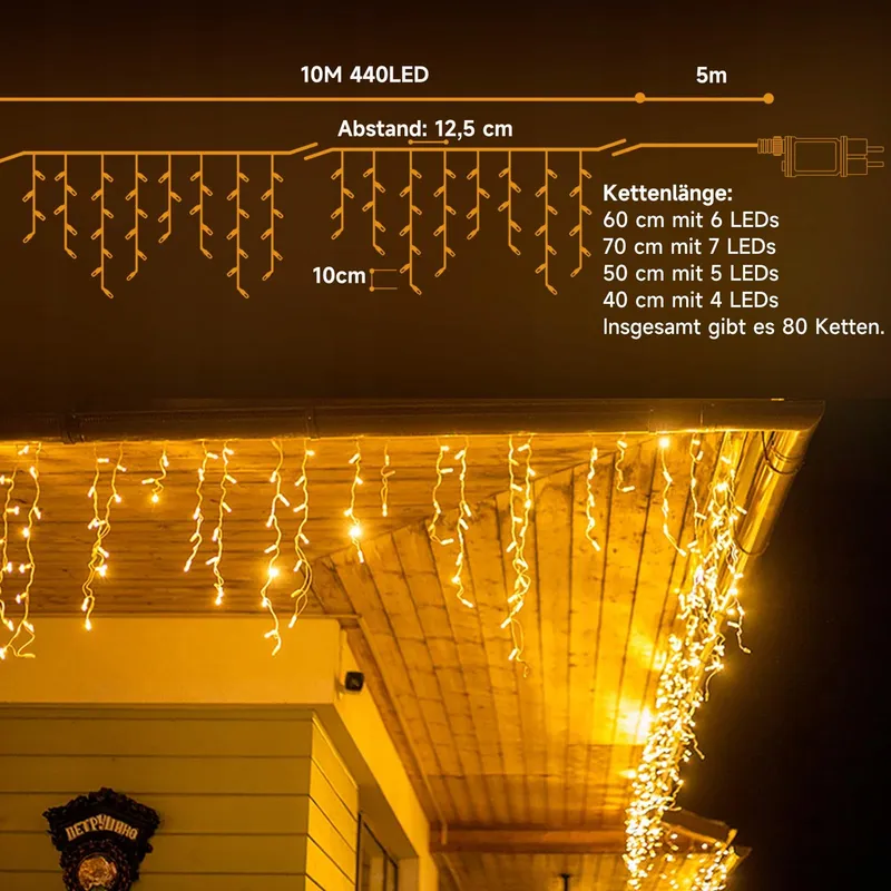 WOWDSGN Kerstverlichting Buiten Waterdicht 10M 440LED 8 Modi — foto 3