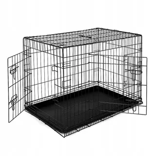 LIONTO Metalen Transportbox Voor Honden En Katten 92x58x64cm Zwart