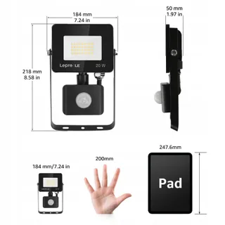 LEPRO 20W LED Schijnwerper met Bewegingsmelder 1700LM Buiten — miniatuur 8