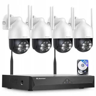 JENNOV Buitencamerasysteem 5MP 360° PTZ WiFi Nachtzicht 1TB HDD