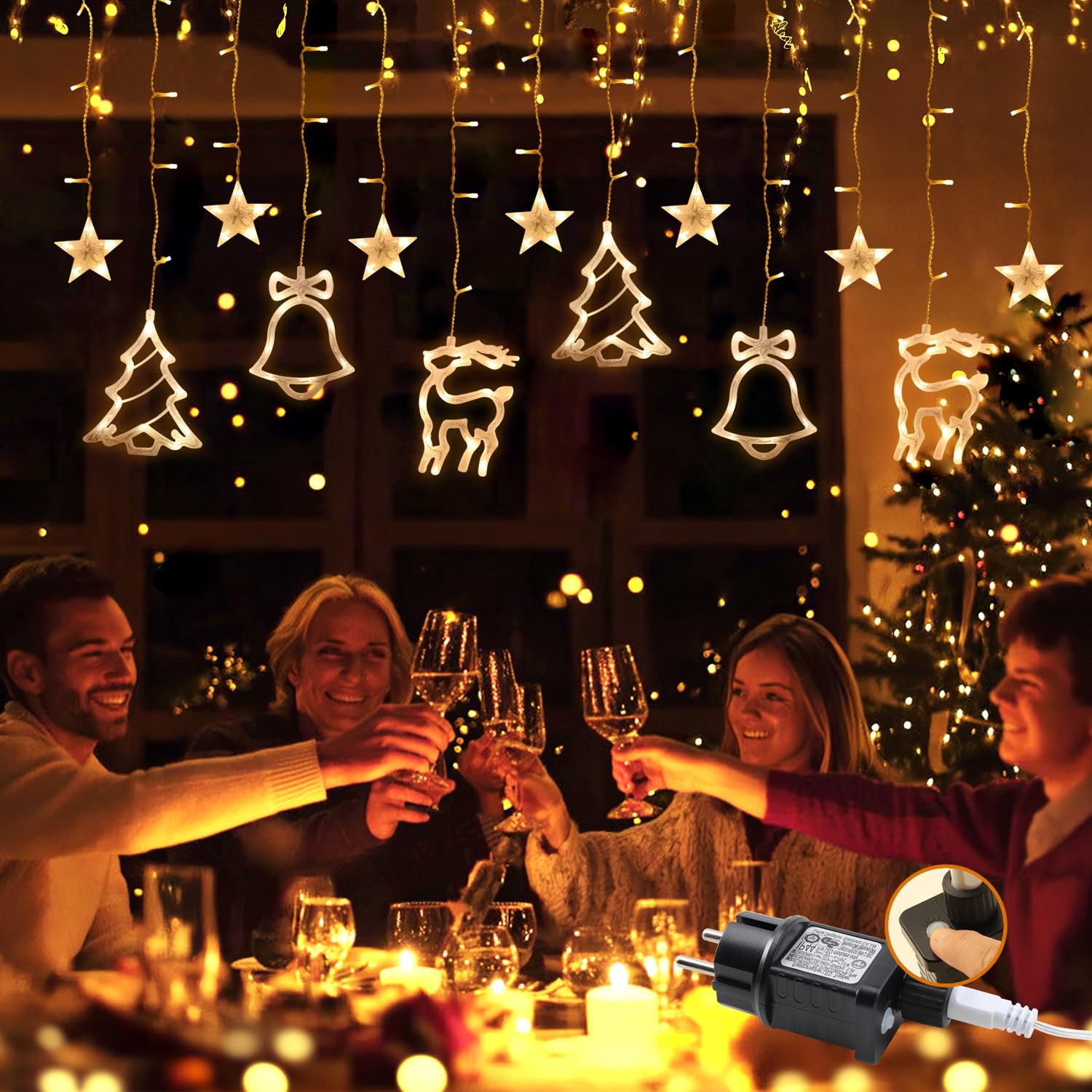 DA LIGHT IJsregen Lichtsnoer Warm Wit 138 LED 2,3m Ster Kerstboom