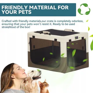 PETSFIT Opvouwbare Transportbox Honden Katten Kussen 76x50x48cm Koffie — miniatuur 5