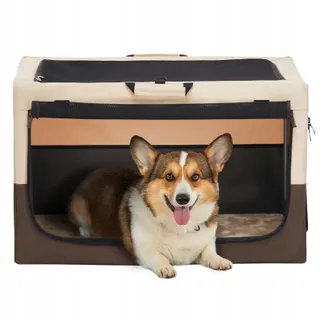 PETSFIT Opvouwbare Transportbox Honden Katten Kussen 76x50x48cm Koffie — miniatuur 1