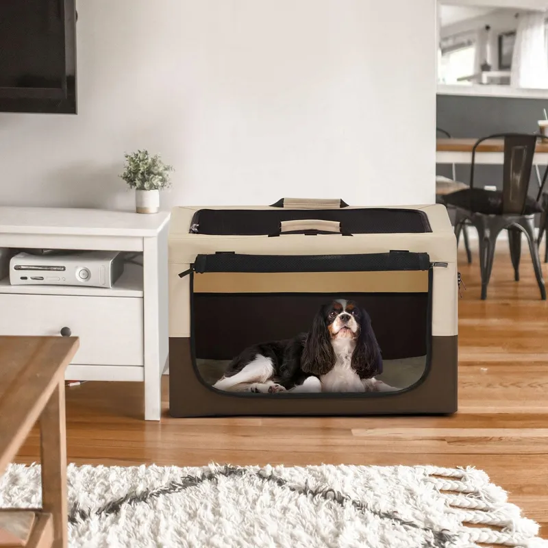 PETSFIT Opvouwbare Transportbox Honden Katten Kussen 76x50x48cm Koffie — foto 8