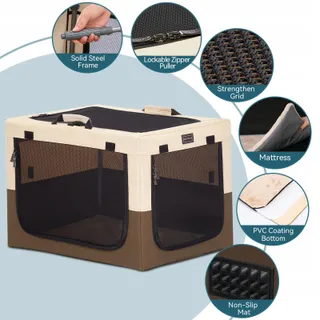 PETSFIT Opvouwbare Transportbox Honden Katten Kussen 76x50x48cm Koffie — miniatuur 4