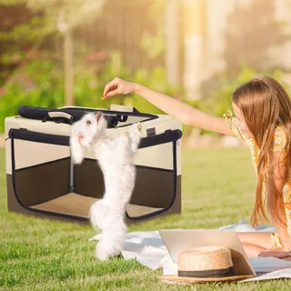 PETSFIT Opvouwbare Transportbox Honden Katten Kussen 76x50x48cm Koffie — miniatuur 9