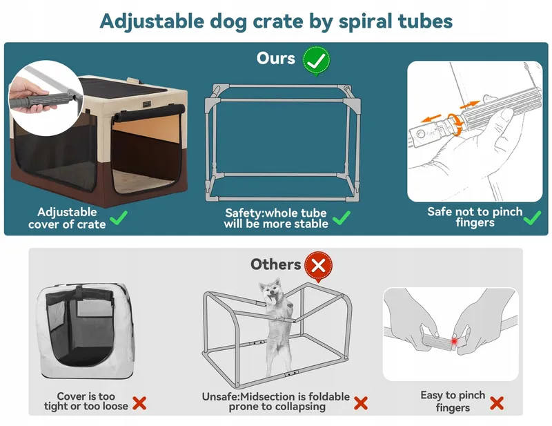 PETSFIT Opvouwbare Transportbox Honden Katten Kussen 76x50x48cm Koffie — foto 3