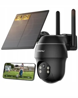 COOAU Buitencamera 4G LTE Solar 2K PTZ eSIM AI-Tracking