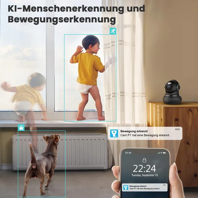 LITOKAM Babyfoon Camera 5MP 360 WiFi Bewegingsdetectie Alexa — foto 5