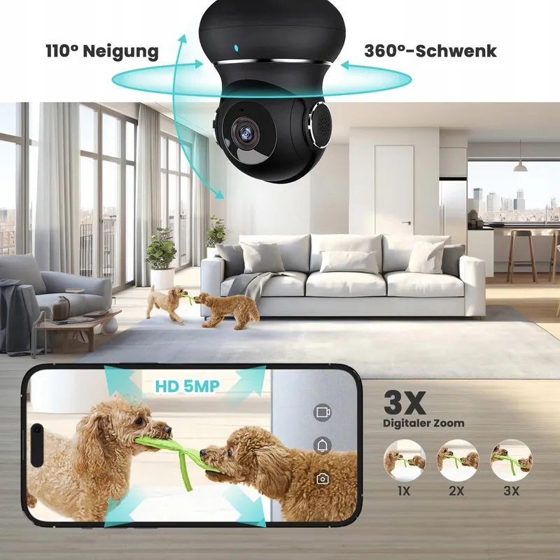 LITOKAM Babyfoon Camera 5MP 360 WiFi Bewegingsdetectie Alexa — foto 7