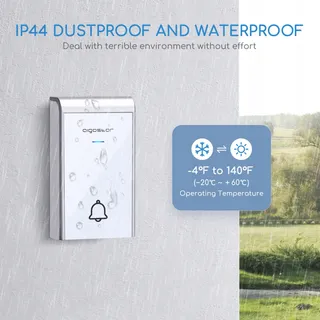 AIGOSTAR Draadloze Deurbel Waterdicht 150m 36 Melodieën LED — miniatuur 3