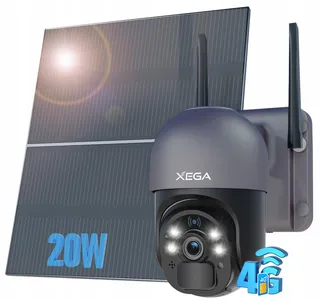 XEGA 4G LTE Bewakingscamera Buiten SIM Solar 20W PTZ PIR