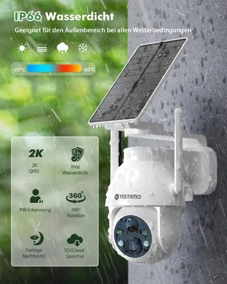 YESYAMO Set 2 Buitencamera's 2K Solar WiFi 24GHz PTZ 360° — miniatuur 6