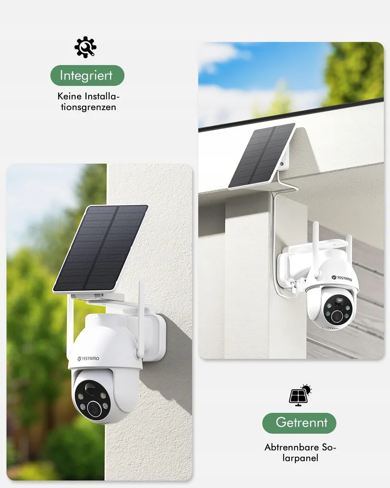 YESYAMO Set 2 Buitencamera's 2K Solar WiFi 24GHz PTZ 360° — foto 2