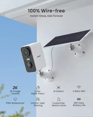 IEGEEK Bewakingscamera Buiten 2K Solar PIR IP65 5200mAh Nachtzicht — miniatuur 2