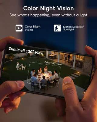 ZUMIMALL Buitencamera 2K Draadloos IP66 PIR Bewegingsdetectie — miniatuur 3