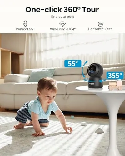 IEGEEK Binnencamera 2K 360° WiFi Bidirectioneel Audio Nachtzicht Alexa — foto 3