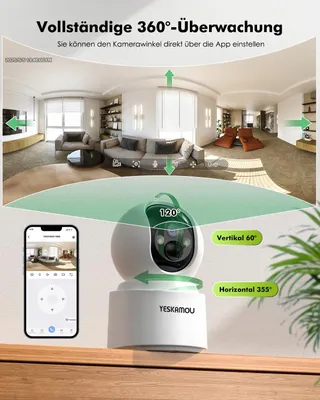YESKAMOU Binnencamera 4MP 360 WiFi Accu voor Thuis — miniatuur 6