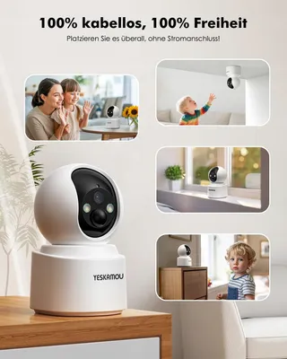YESKAMOU Binnencamera 4MP 360 WiFi Accu voor Thuis — miniatuur 3