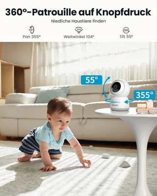 IEGEEK Camera 2K 360 WiFi 2-weg Audio Nachtzicht PIR Alexa — miniatuur 3
