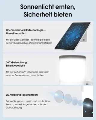 ANRAN Buitencamera 2K 3MP Solar Bewegingssensor 2 Stuks — miniatuur 4