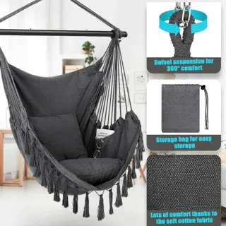 Hangstoel Tuin met 2 Kussens en Tas Kinderen Volwassenen — miniatuur 2