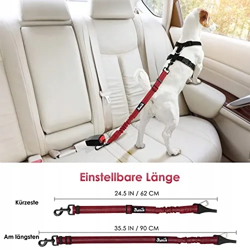 EYEIN Veiligheidsgordel voor Honden 3-in-1 Nylon 70cm Rood — foto 7