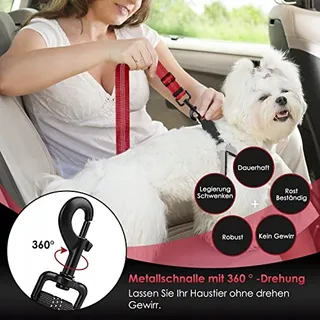 EYEIN Veiligheidsgordel voor Honden 3-in-1 Nylon 70cm Rood — miniatuur 4
