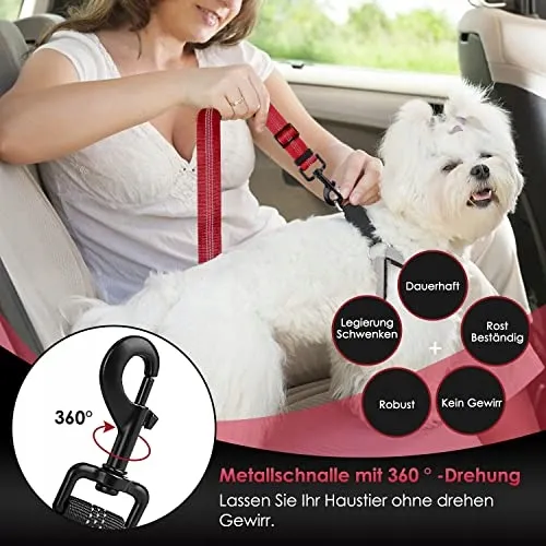 EYEIN Veiligheidsgordel voor Honden 3-in-1 Nylon 70cm Rood — foto 4