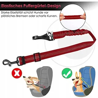 EYEIN Veiligheidsgordel voor Honden 3-in-1 Nylon 70cm Rood — miniatuur 5
