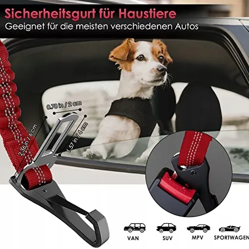 EYEIN Veiligheidsgordel voor Honden 3-in-1 Nylon 70cm Rood — foto 2