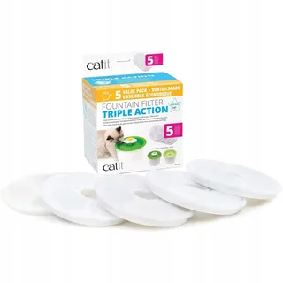 CATIT Triple Action Fonteinfilter 43746 5 Stuks