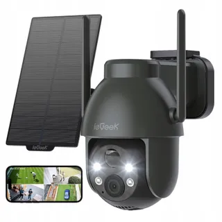 IEGEEK Bewakingscamera Buiten 2K 3MP Solar 360° PTZ IP65 Audio