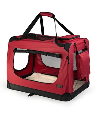LIONTO Opvouwbare Transportbox Hond Kat 82x58x58cm 18kg Donkerrood