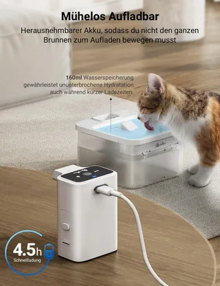 DOWNYPAWS Draadloze Kattenfontein 2.5L Automatisch Wit — miniatuur 6