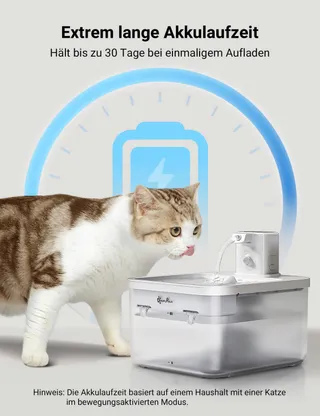 DOWNYPAWS Draadloze Kattenfontein 2.5L Automatisch Wit — miniatuur 4