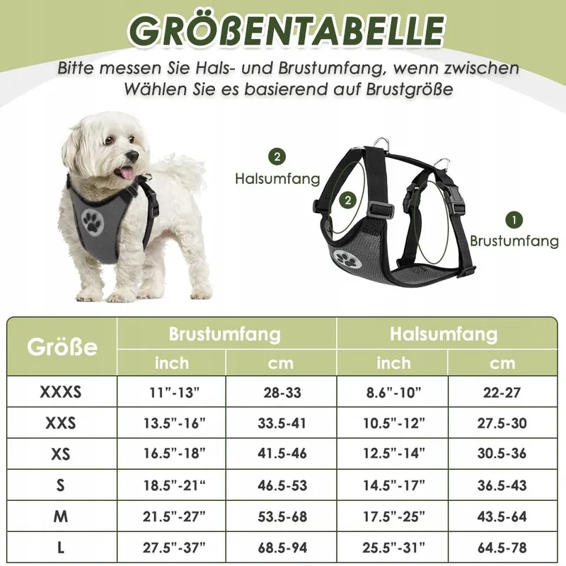 EYEIN Hondentuig Met Veiligheidsgordel Verstelbaar Grijs XS — foto 2