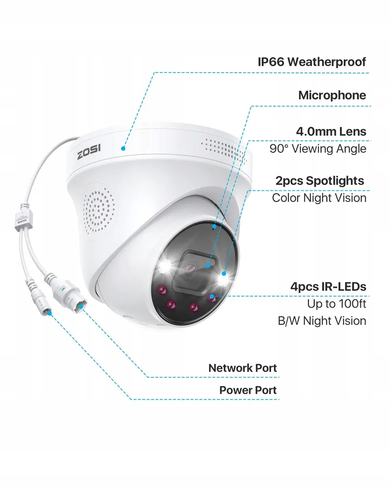 ZOSI 4K Buiten Dome Camera PoE met Netwerkkabel — foto 8