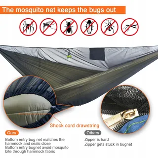 ONEWIND Dubbele Camping Hangmat Muggennet Ripstop Nylon — miniatuur 8