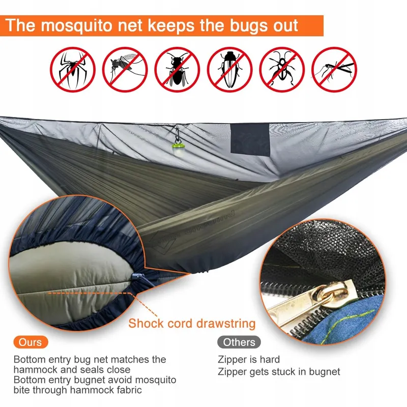 ONEWIND Dubbele Camping Hangmat Muggennet Ripstop Nylon — foto 8