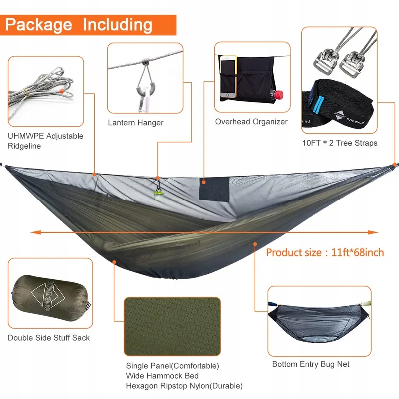 ONEWIND Dubbele Camping Hangmat Muggennet Ripstop Nylon — foto 2