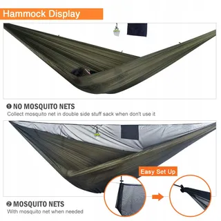 ONEWIND Dubbele Camping Hangmat Muggennet Ripstop Nylon — miniatuur 7