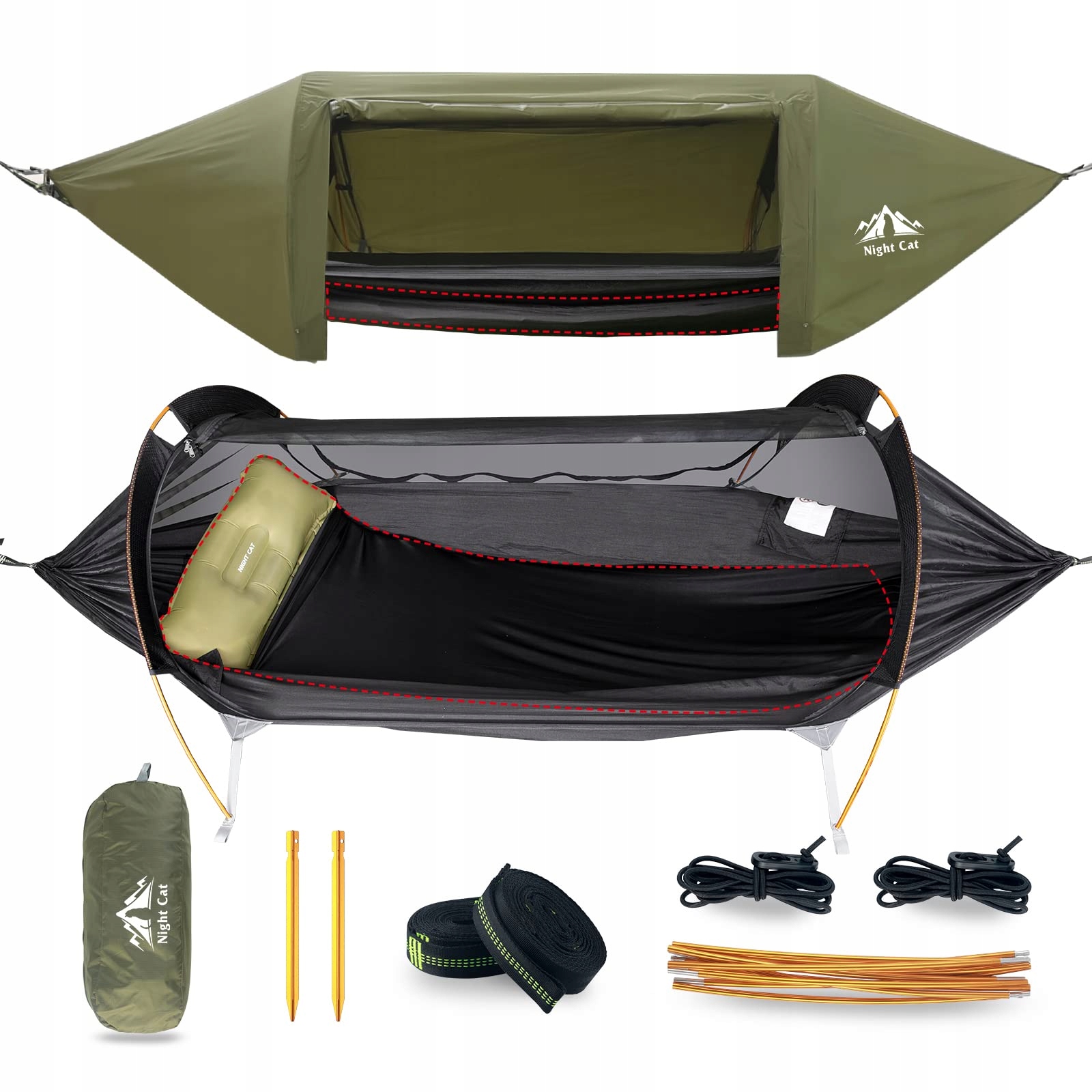 NIGHT CAT Hangmattent met Klamboe Waterdicht 1 Persoon Camping