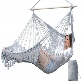 CHIHEE Grote Hangstoel Katoen Metalen Spreidstok Tuin Binnen