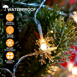 Sukaudiz LED Lichtsnoer 6M 40LED Batterij Kerstdecoratie — miniatuur 2