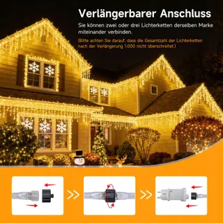 WOWDSGN IJsregen Kerstverlichting 515LED 17M Timer 8 Standen — miniatuur 6
